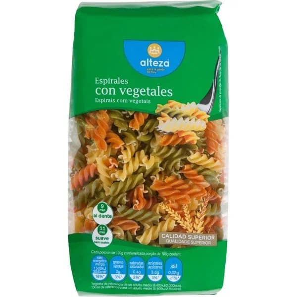Pasta Espirales Vegetales - 0.5 kg - Imagen del producto en Findit