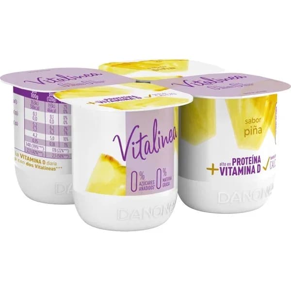 Yogur Vitalnea Desnatado Piña 4UD - 0.48 kg - Imagen del producto en Findit