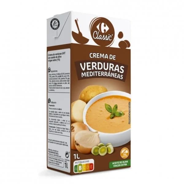 Crema de verduras mediterránea Classic Carrefour sin gluten 1 l. - 1 l - Imagen del producto en Findit