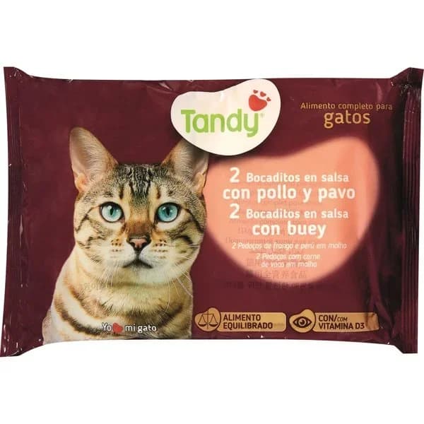 Comida Húmeda Gato Bocaditos Buey, Pollo y Pavo 4 - 0.4 kg - Imagen del producto en Findit