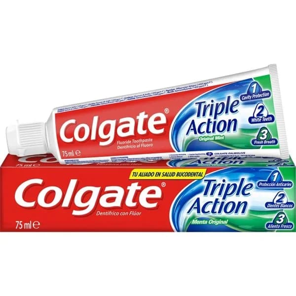 Dentífrico anticaries y frescor a menta Triple Action Colgate 75 ml. - 0.08 l - Imagen del producto en Findit
