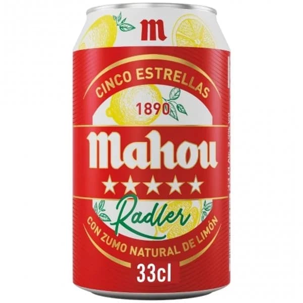 Cerveza Mahou 5 Estrellas Radler con zumo natural de limón lata 33 cl. - 0.33 l - Imagen del producto en Findit