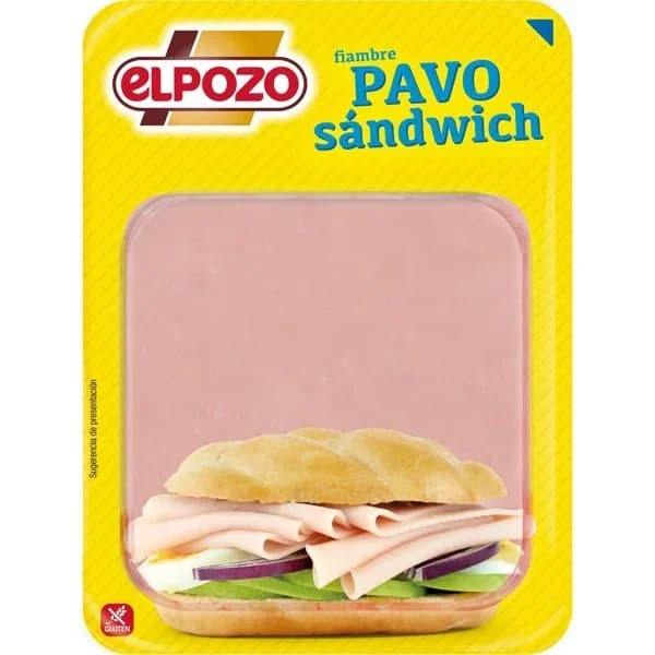 Fiambre de Pechuga de Pavo para Sándwich en lonchas El Pozo sin gluten 270 g - 0.27 kg - Imagen del producto en Findit