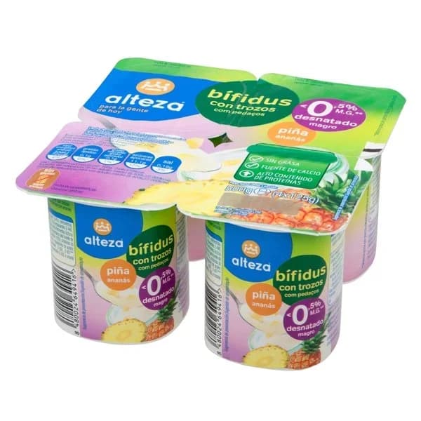 Yogur Bífidus Desnatado con Piña 4UD - 0.5 kg - Imagen del producto en Findit