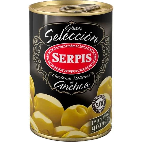 Aceitunas rellenas de anchoa Serpis lata 130 g - 0.13 kg - Imagen del producto en Findit