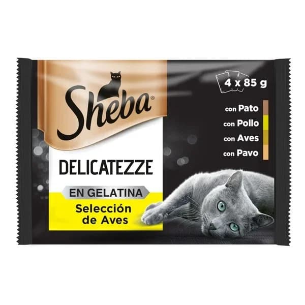 Ave en gelatina SHEBA, pack 4x85 g - 0.34 kg - Imagen del producto en Findit