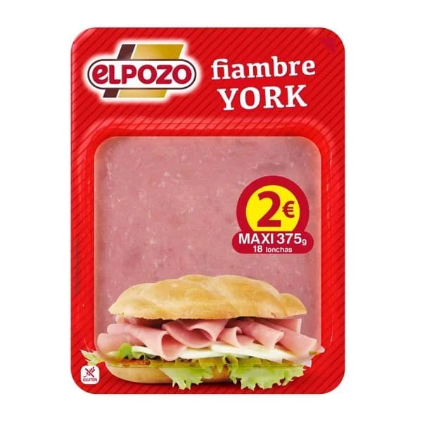 Jamón de York para Sándwich en lonchas ElPozo sin gluten 300 g - 0.3 kg - Imagen del producto en Findit