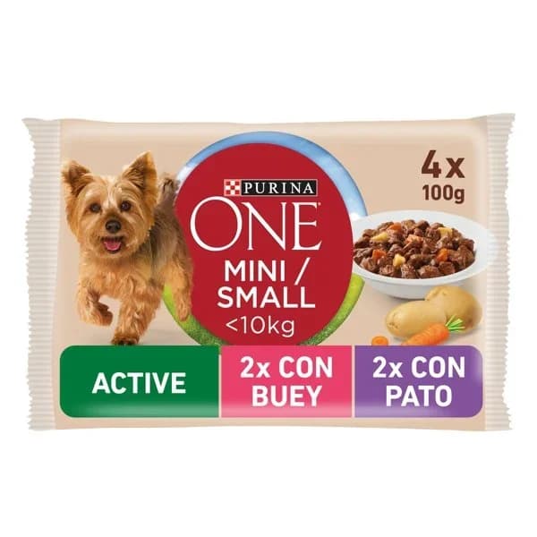 Comida Húmeda Perro One Active Buey y Pato 4 x 100 - 0.34 kg - Imagen del producto en Findit