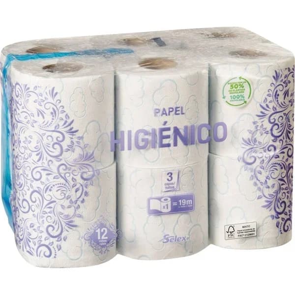 Papel Higiénico 3 Capas 12 Rollos - 1 ud - Imagen del producto en Findit