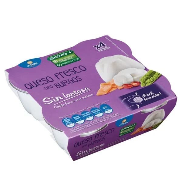 Queso Burgos Sin Lactosa Pack-4 - 0.25 kg - Imagen del producto en Findit