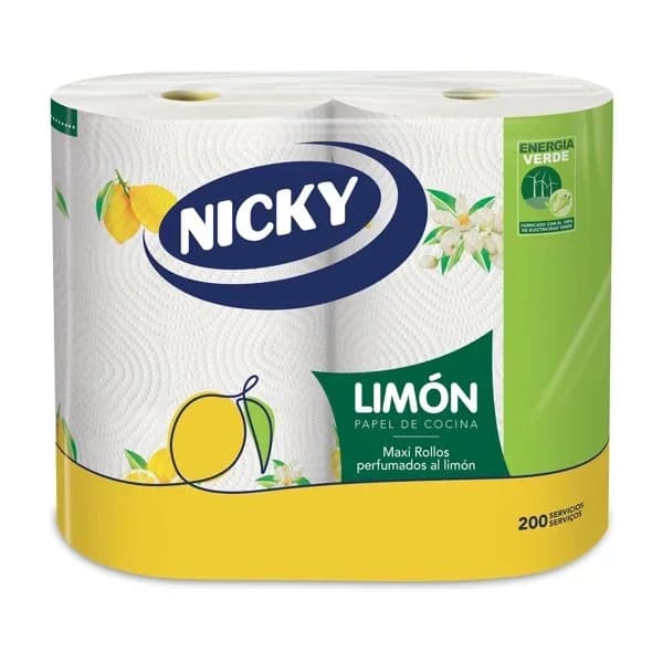 Papel de cocina limón 2 capas NICKY, paquete 2 rollos - 2 ud - Imagen del producto en Findit