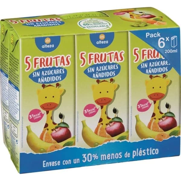 Bebida Multifruta sin Azúcar 6 x 200ML - 1.2 l - Imagen del producto en Findit