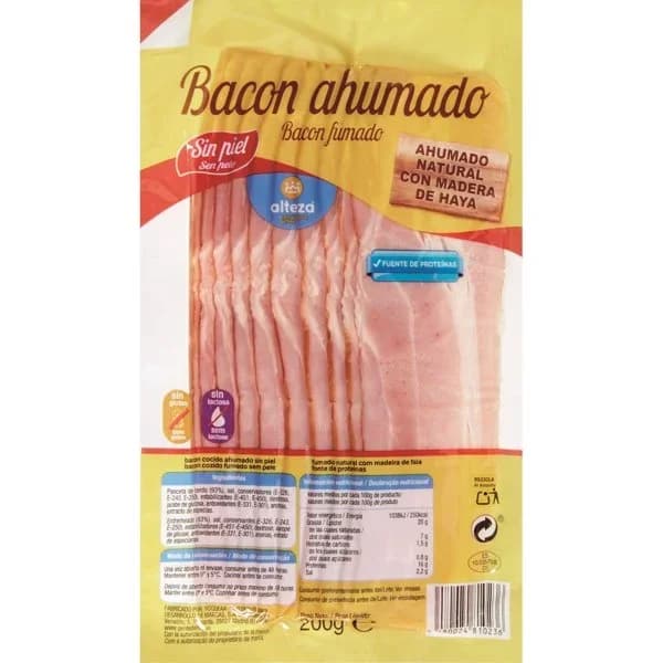 Bacon Ahumado 200G - 0.2 kg - Imagen del producto en Findit