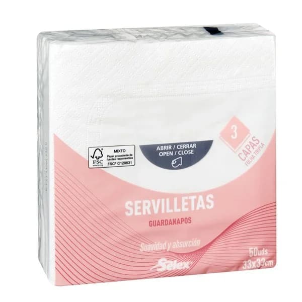 Servilleta Blanca 33x33cM 50UD - 1 ud - Imagen del producto en Findit