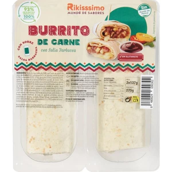 Burrito Barbacoa Refrigerado 275G - 0.27 kg - Imagen del producto en Findit