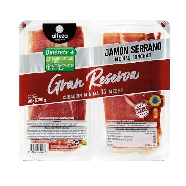Jamon Serrano Gran Reserva Medias Lonchas - 0.2 kg - Imagen del producto en Findit