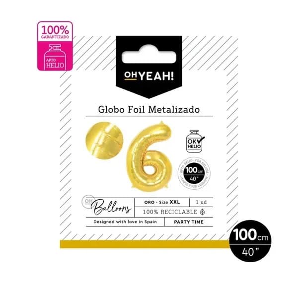 Globo Oro Metalizado 6 - 1 ud - Imagen del producto en Findit