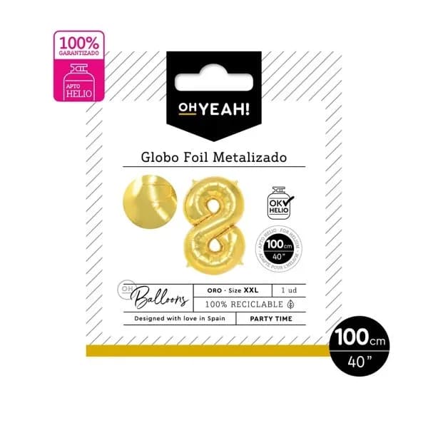 Globo Oro Metalizado 8 - 1 ud - Imagen del producto en Findit