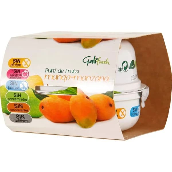 Pure de manzana y mango GALIFRESH, tarrina 150 g - 0.15 kg - Imagen del producto en Findit