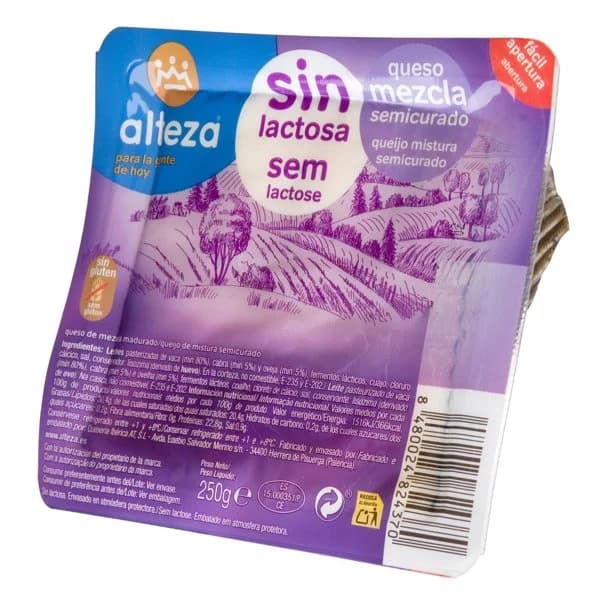 Queso Mezcla Semicurado sin Lactosa Loncha 250G - 0.25 kg - Imagen del producto en Findit
