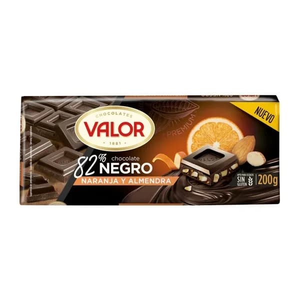 Chocolate con almendra y naranja troceada Valor sin gluten 200 g. - 0.2 kg - Imagen del producto en Findit