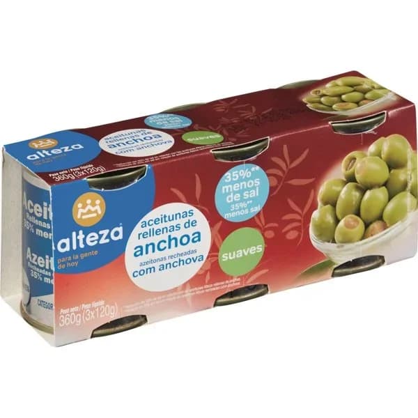 Aceituna Rellena Suave 3 x 120G - 0.36 kg - Imagen del producto en Findit