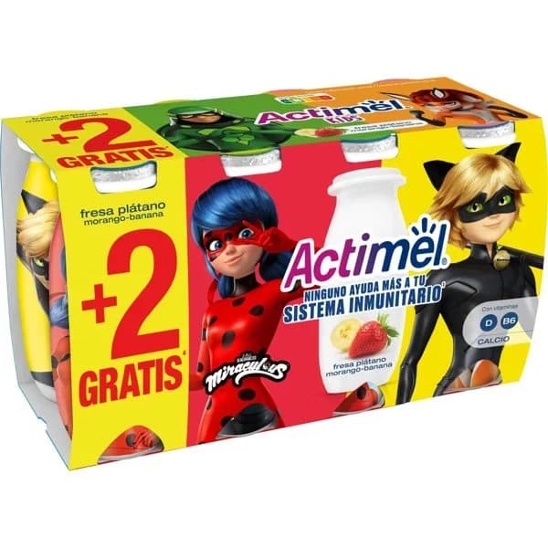 Yogur líquido con fresa y plátano 6x100 ml - 0.6 kg - Imagen del producto en Findit