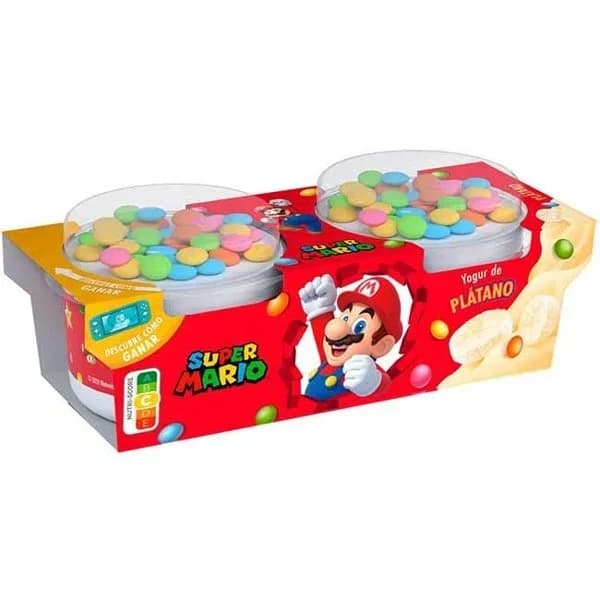 Yogur sabor plátano SUPER MARIO, pack 2x110 g - 1 ud - Imagen del producto en Findit