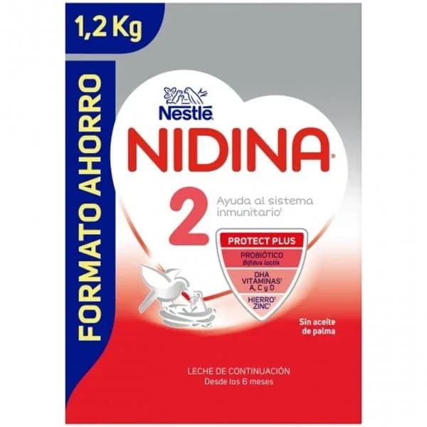 Leche infantil de continuación desde 6 meses en polvo Nestlé Nidina 2 pack de 2 unidades de 600 g. - 1.2 kg - Imagen del producto en Findit