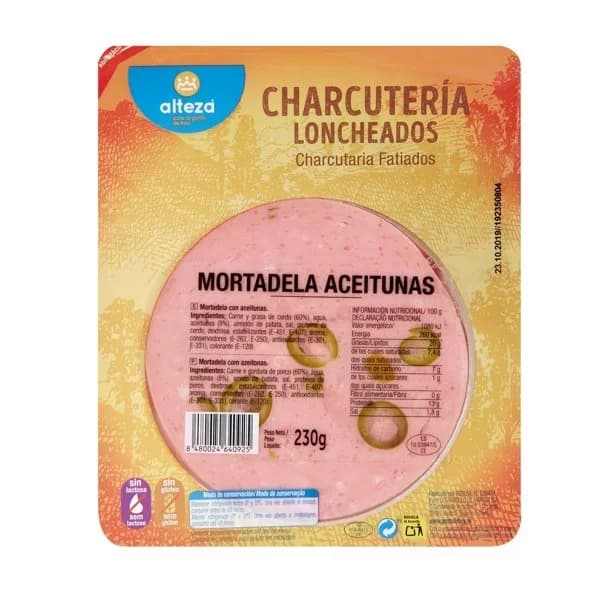 Mortadela con Aceitunas Loncha 230G - 0.23 kg - Imagen del producto en Findit
