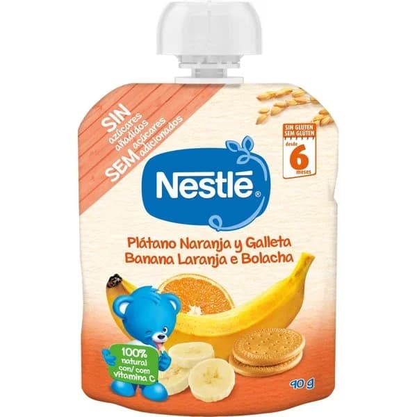 Bolsita de plátano-naranja-galleta NESTLÉ, doypack 90 g - 1 ud - Imagen del producto en Findit