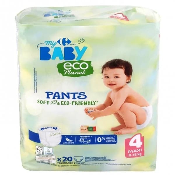 Pants soft & eco-friendly ecológico My Carrefour Baby T4 (8-15 kg) 20 ud. - 20.22 ud - Imagen del producto en Findit