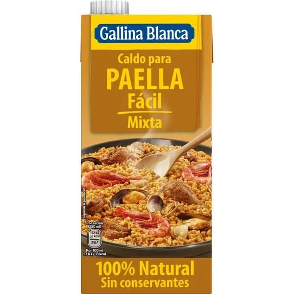 Caldo de paella mixta GALLINA BLANCA, brik 1 litro - 1 l - Imagen del producto en Findit