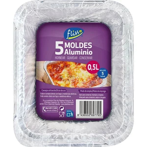 Bandeja Aluminio+Tapa 0,5L - 5 ud - Imagen del producto en Findit