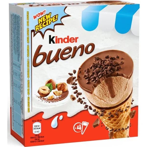 Helado KINDER BUENO CLASSIC, 4 uds, caja 248 g - 0.25 kg - Imagen del producto en Findit