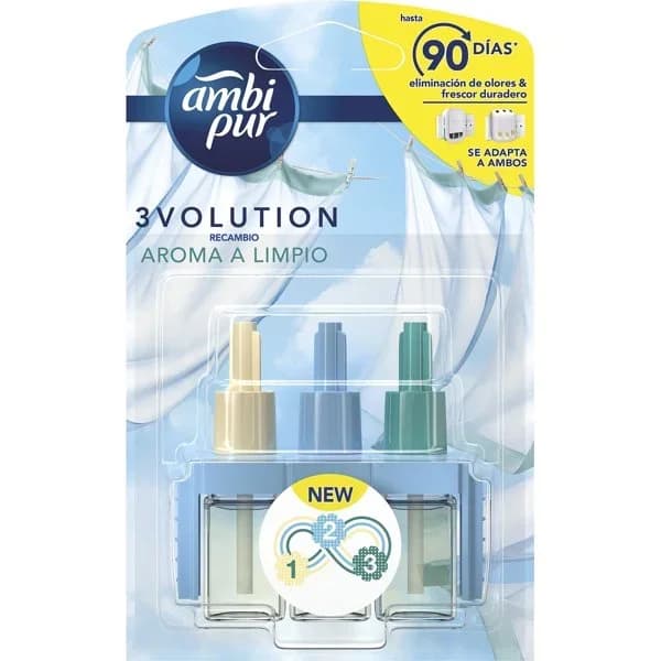 Ambientador 3volution aroma limpio AMBIPUR, recambio 1 ud - 1 ud - Imagen del producto en Findit