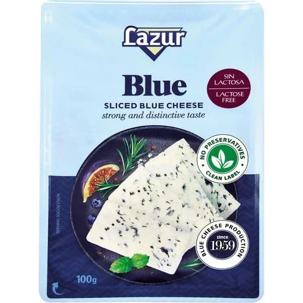 Queso Azul en Lonchas sin Lactosa - 0.1 kg - Imagen del producto en Findit