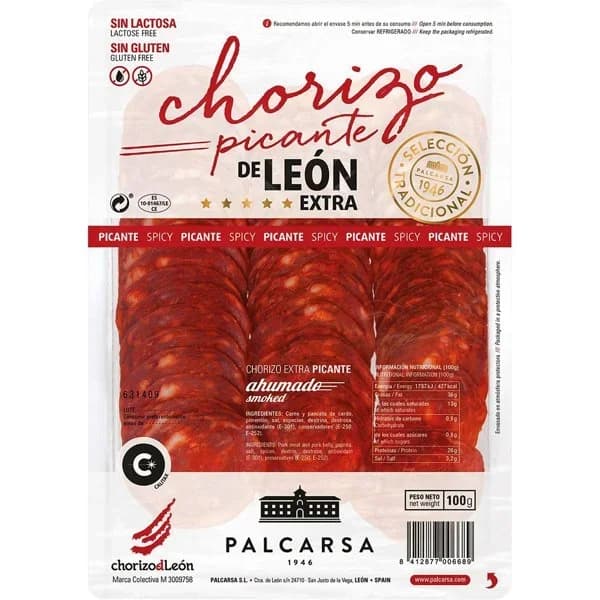 Chorizo de León Extra Picante - 0.1 kg - Imagen del producto en Findit