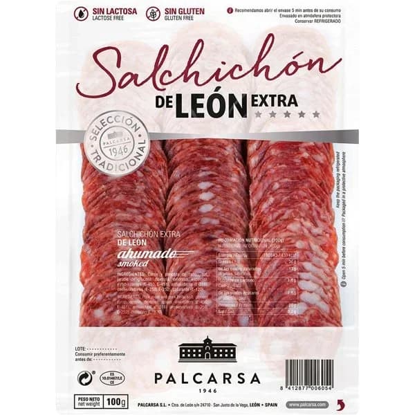 Salchichon extra de León PALCARSA, bandeja 100 g - 0.1 kg - Imagen del producto en Findit