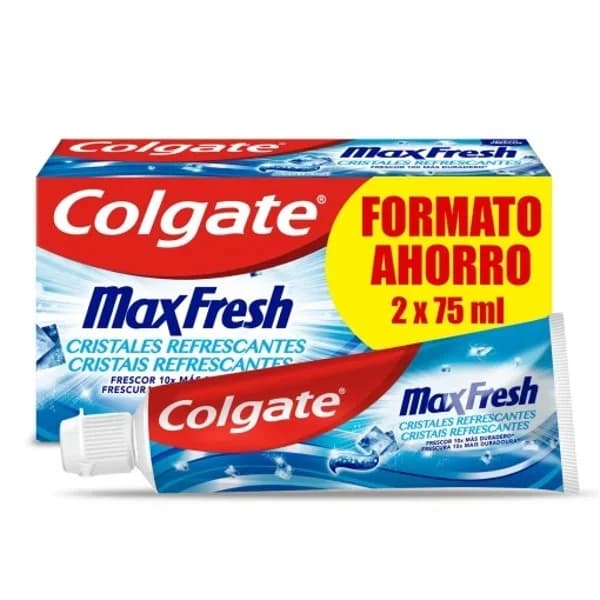 Dentífrico frescor duradero Max Fresh Cristales Refrescantes Colgate pack de 2 unidades de 75 ml. - 0.15 l - Imagen del producto en Findit