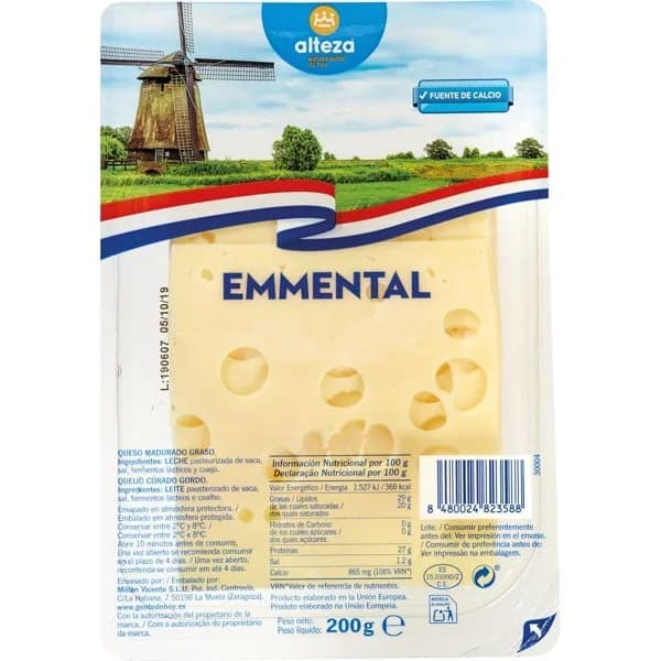 Queso Emmental Loncha 200G - 0.2 kg - Imagen del producto en Findit
