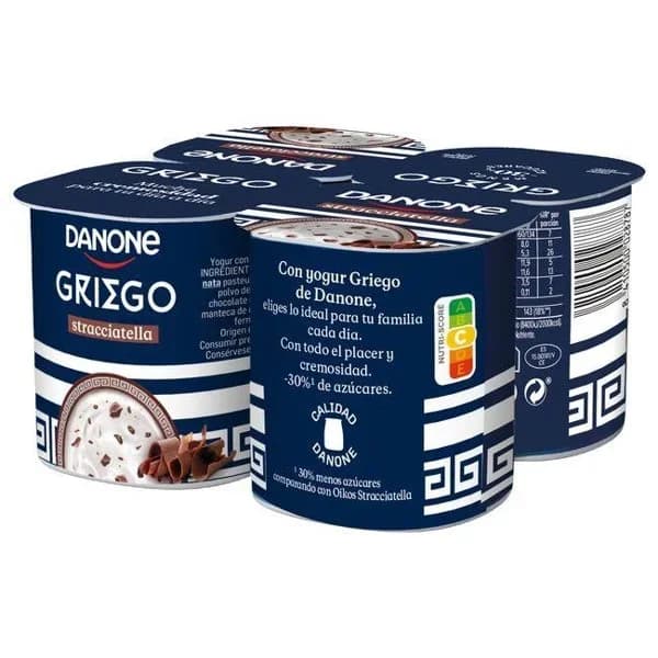 Yogur griego de stracciatella Danone sin gluten pack de 4 unidades de 110 g. - 0.44 kg - Imagen del producto en Findit