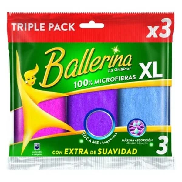 Bayeta de microfibras BALLERINA, pack 3 uds - 3 ud - Imagen del producto en Findit