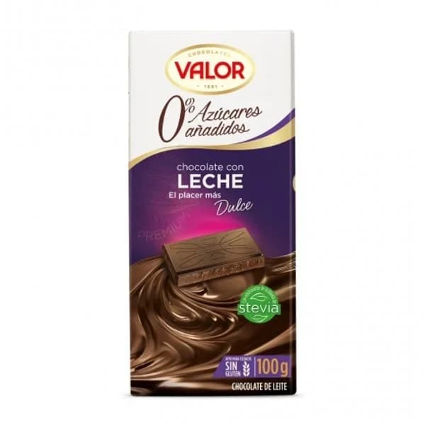 Chocolate con leche sin azúcar VALOR, tableta 100 g - 0.1 kg - Imagen del producto en Findit