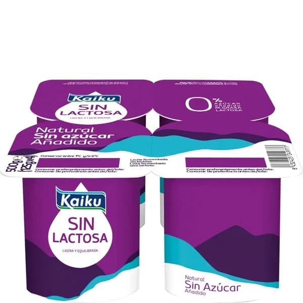 Yogur sin lactosa natural sin azucar 4x125 g - 1 kg - Imagen del producto en Findit
