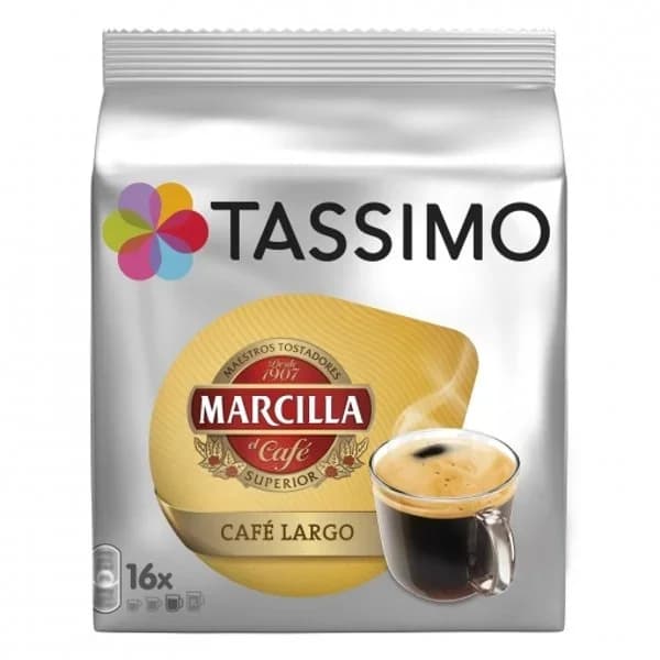 Café largo en cápsulas Marcilla Tassimo 16 unidades de 8,3 g. - 0.13 kg - Imagen del producto en Findit