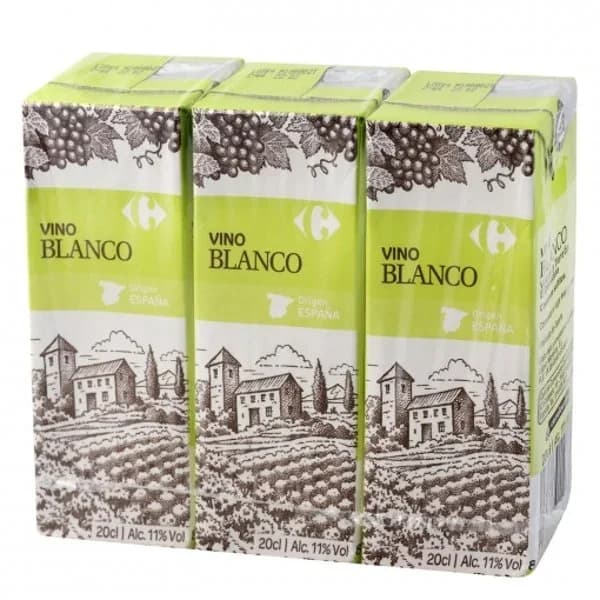 Vino blanco Carrefour pack 3 brik 20 cl. - 0.56 l - Imagen del producto en Findit