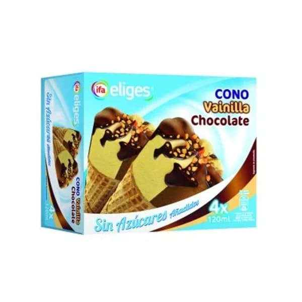 Helado cono de vainilla y chocolate 4 uniades - 0.48 l - Imagen del producto en Findit