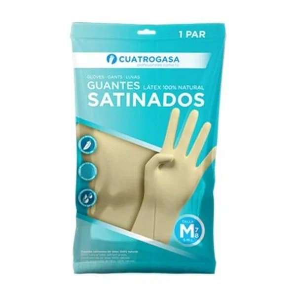 Guantes de latex 100% natural satinados talla L - 1 ud - Imagen del producto en Findit
