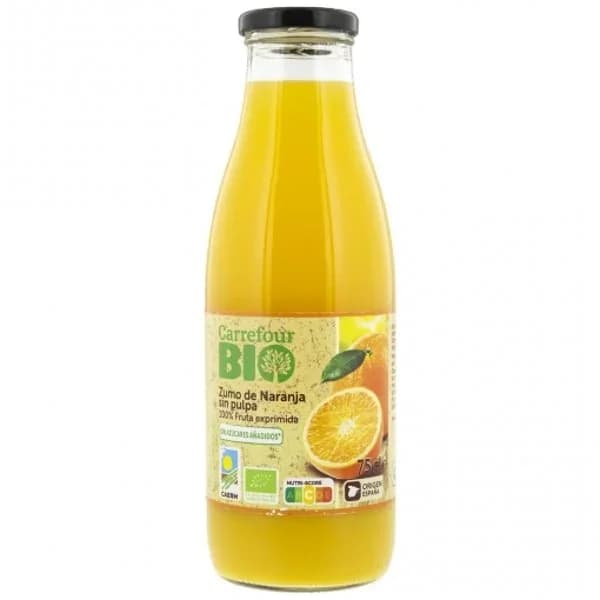 Zumo de naranja sin pulpa ecológico Carrefour Bio 75 cl. - 0.75 l - Imagen del producto en Findit